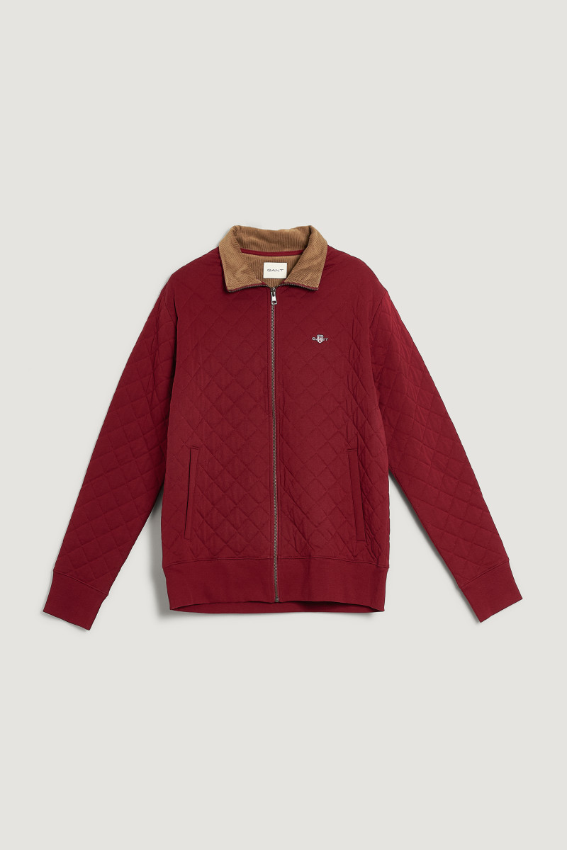 E-shop MIKINA GANT QUILTED CORD COLLAR FULL ZIP PLUMPED RED