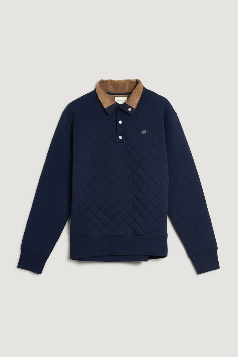 MIKINA GANT QUILTED SWEAT CORD COLLAR EVENING BLUE
