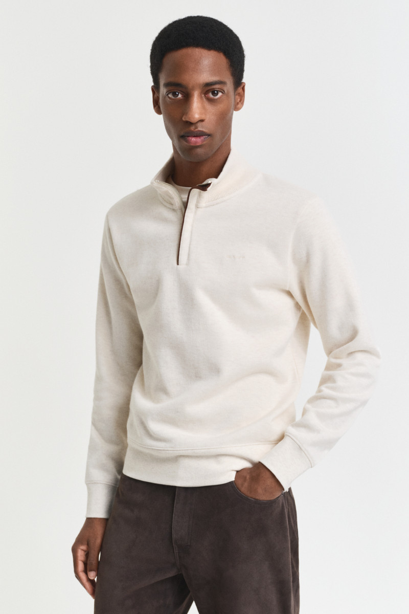 MIKINA GANT SACKER RIB HALF ZIP CREAM