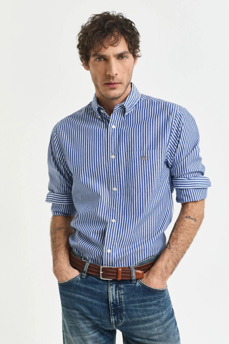 KOŠILE GANT REG CLASSIC POPLIN STRIPE SHIRT COLLEGE BLUE