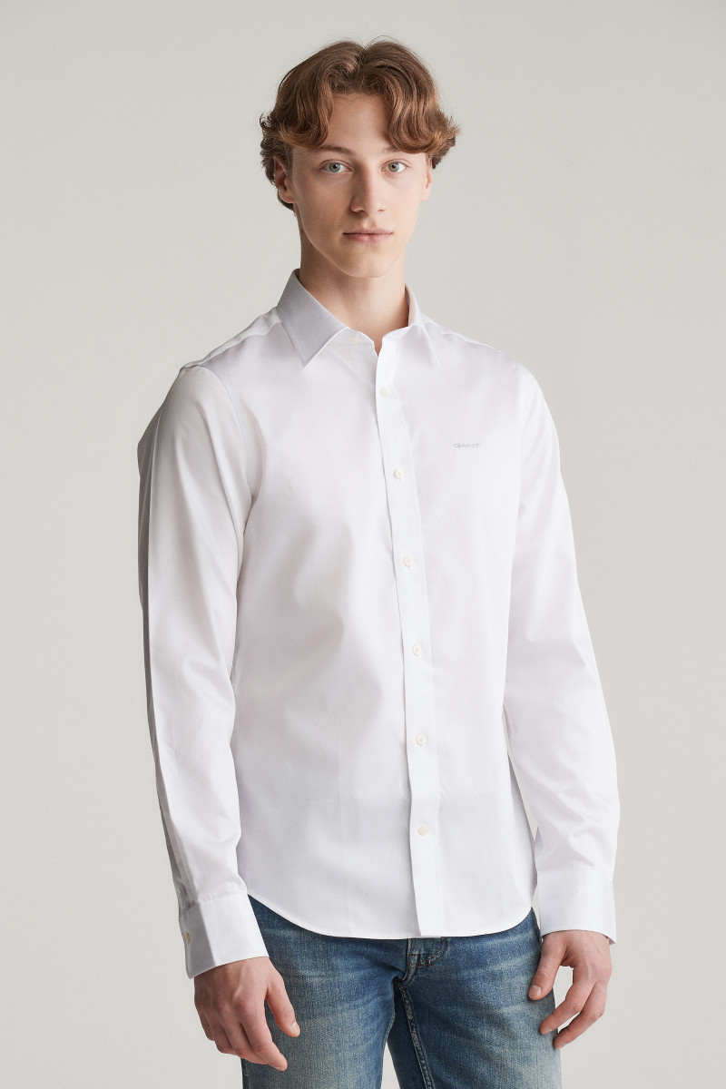 KOŠEĽA GANT SLIM SATEEN SHIRT WHITE