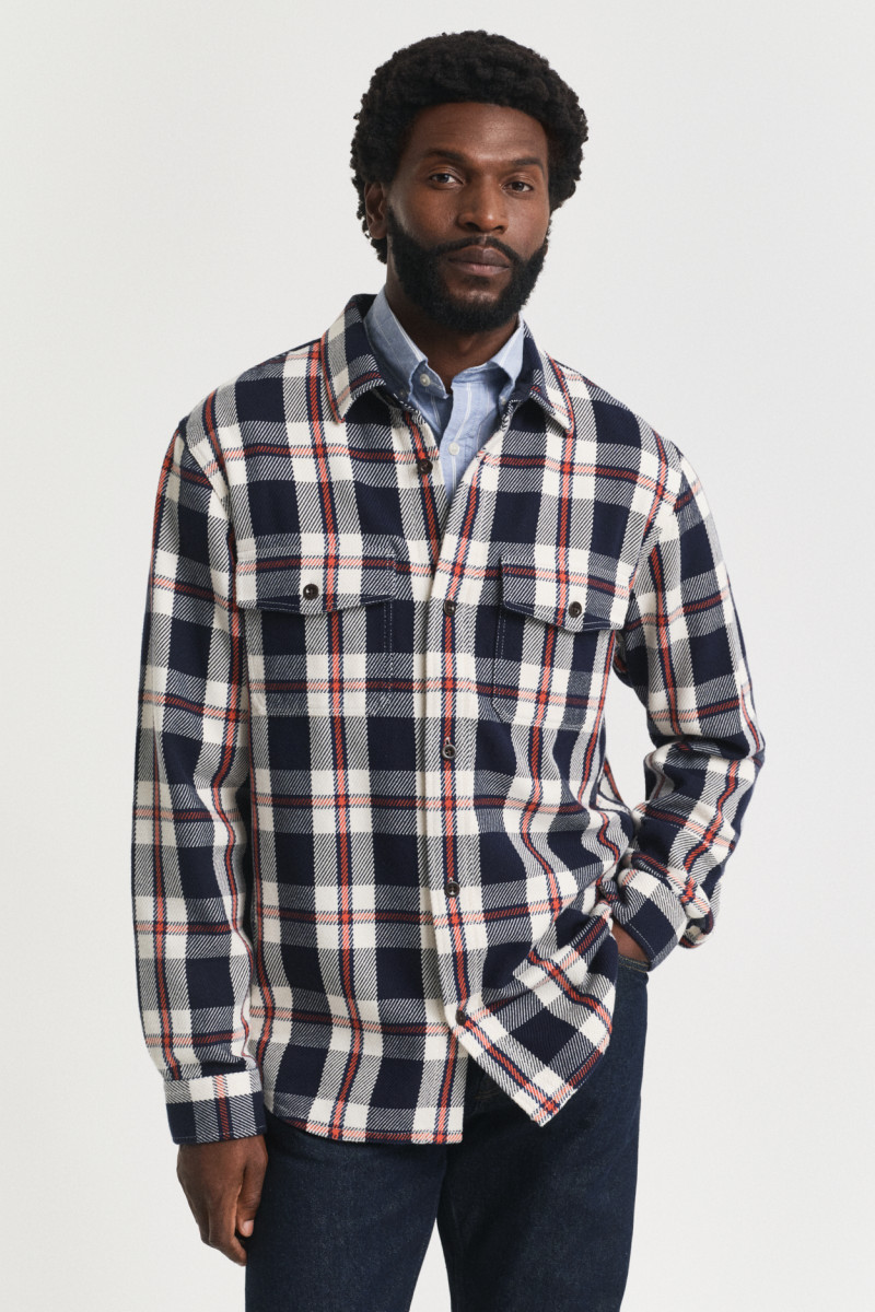 E-shop KOŠILE GANT HEAVY TWILL CHECK OVERSHIRT EVENING BLUE