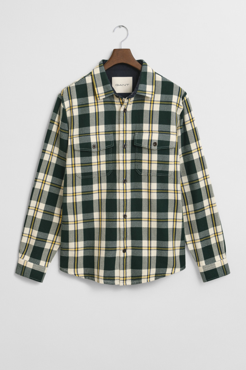 KOŠEĽA GANT HEAVY TWILL CHECK OVERSHIRT TARTAN GREEN