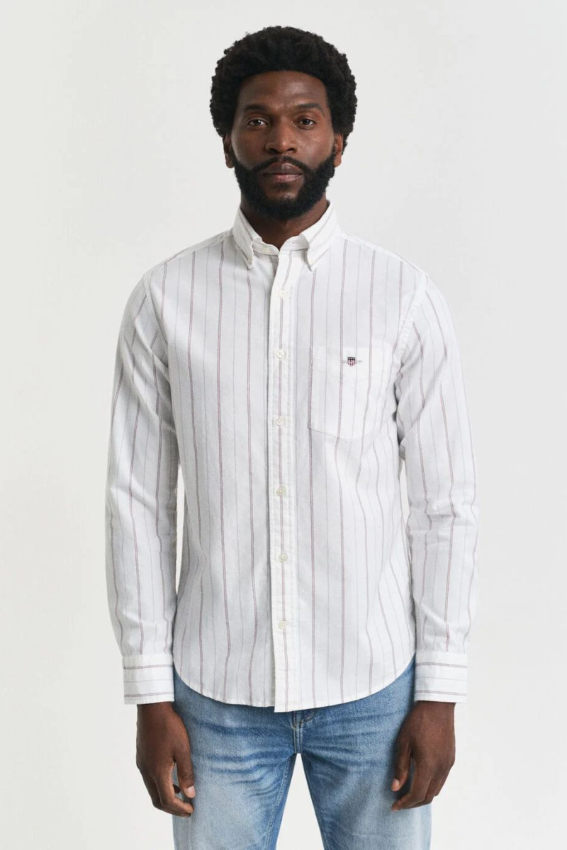 KOŠILE GANT REG CLASSIC OXFORD STRIPE SHIRT WHITE