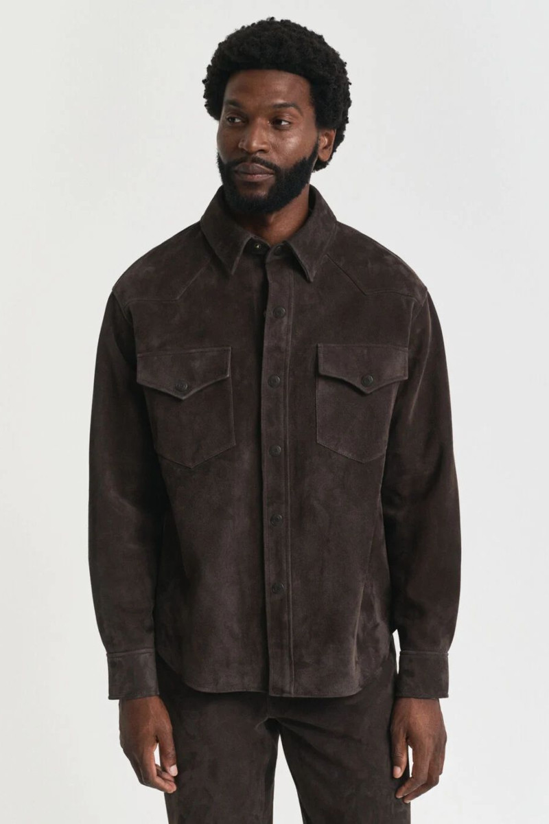 BUNDA GANT REL SUEDE RODEO SHIRT DEEP BROWN