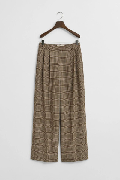 KALHOTY GANT CHECKED PLEATED WOOL BLEND PANTS - Fotografie č. 1