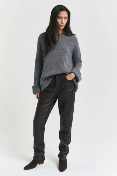 KALHOTY GANT STRAIGHT 5 POCKET LEATHER PANTS - Fotografie č. 1