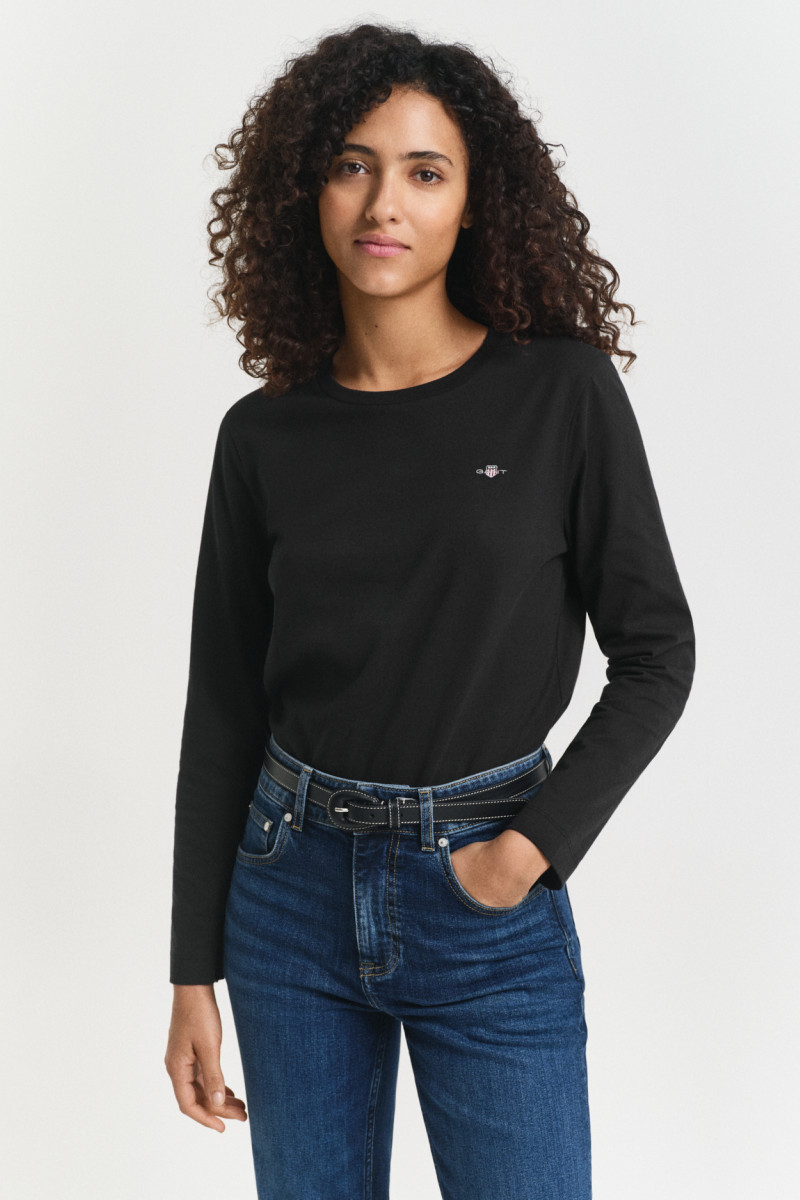 TRIČKO GANT REG SHIELD LS T-SHIRT BLACK