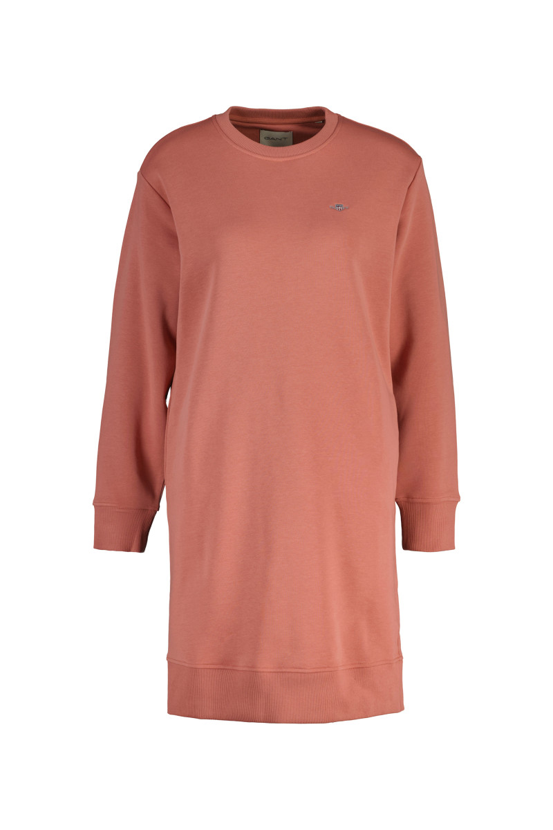 E-shop ŠATY GANT SHIELD C-NECK SWEAT DRESS FADED BRICK