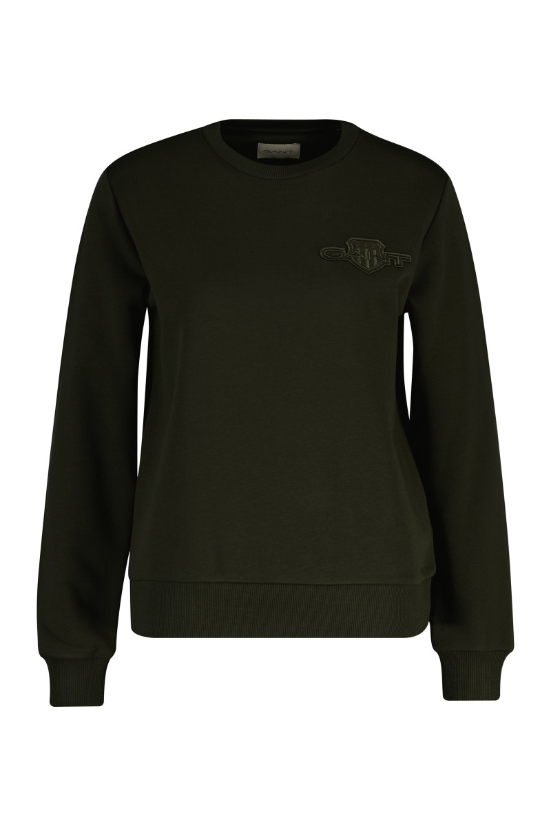 E-shop MIKINA GANT REG TONAL SHIELD C-NECK SWEAT GREEN LAGOON