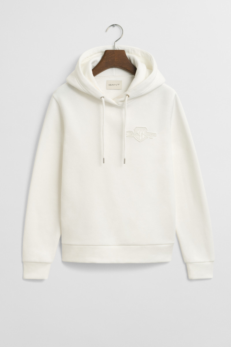 MIKINA GANT REG TONAL SHIELD HOODIE EGGSHELL | GANT CZ