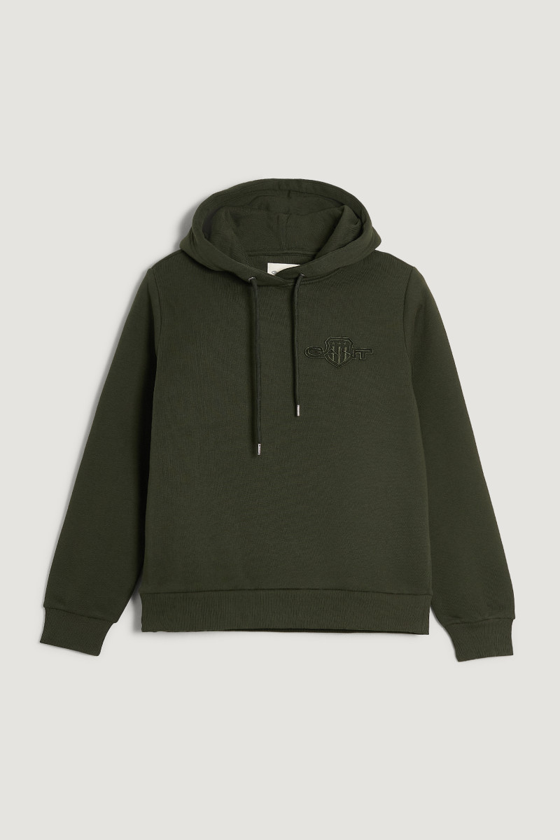 E-shop MIKINA GANT REG TONAL SHIELD HOODIE GREEN LAGOON