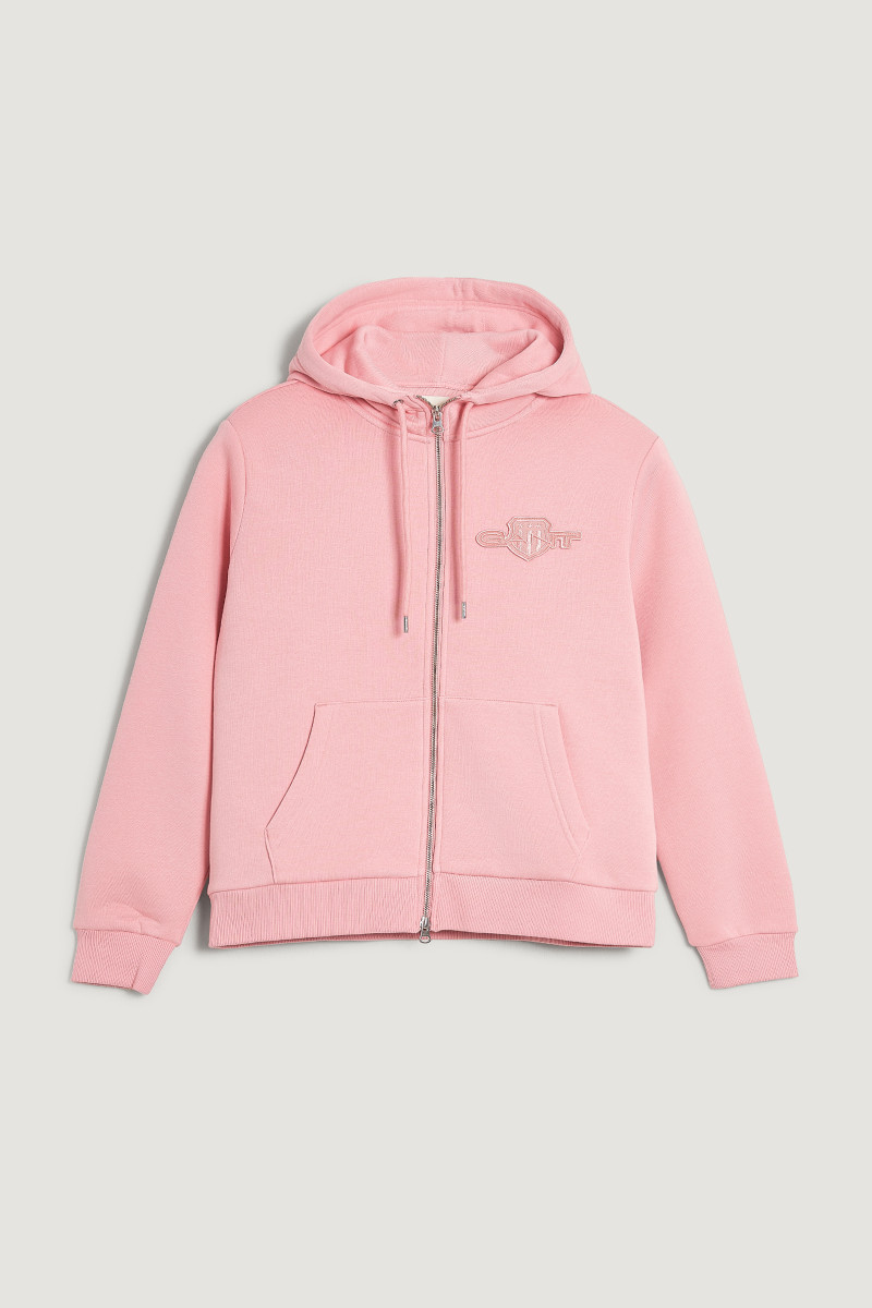MIKINA GANT REG TONAL SHIELD ZIP HOODIE SUMMER ROSE
