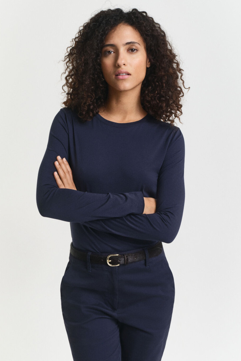 TRIČKO GANT LIGHT COTTON LS T-SHIRT EVENING BLUE