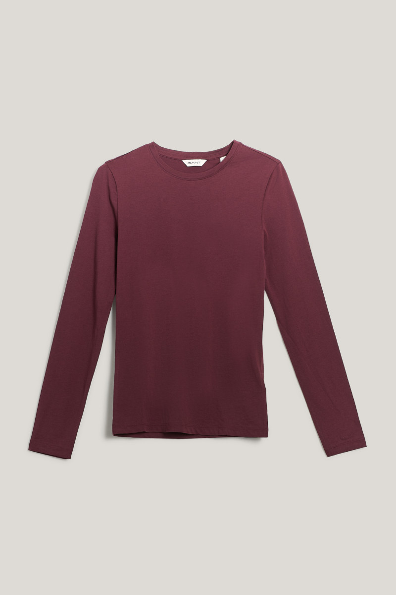 E-shop TRIČKO GANT LIGHT COTTON LS T-SHIRT PLUM WINE
