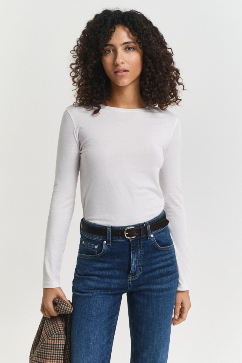 E-shop TRIČKO GANT LIGHT COTTON LS T-SHIRT WHITE