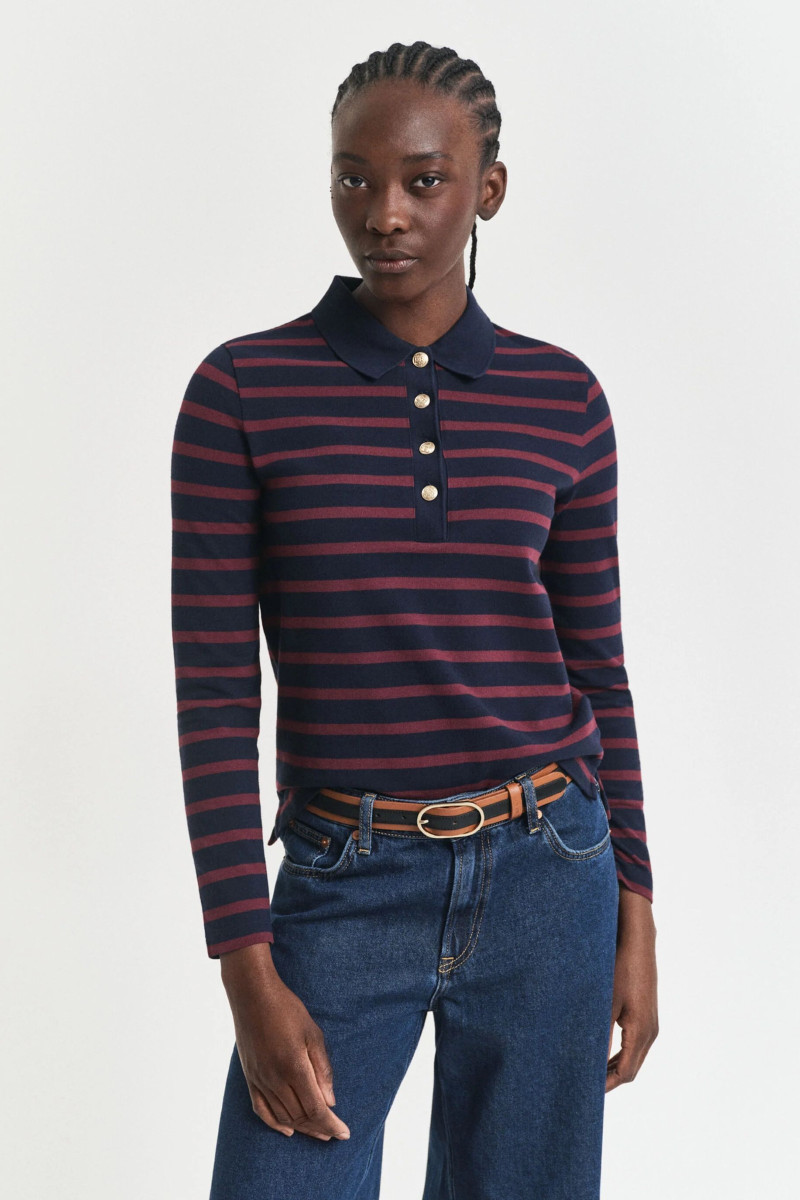 E-shop POLOKOŠILE GANT REG BRETON STRIPED LS PIQUE POLO EVENING BLUE