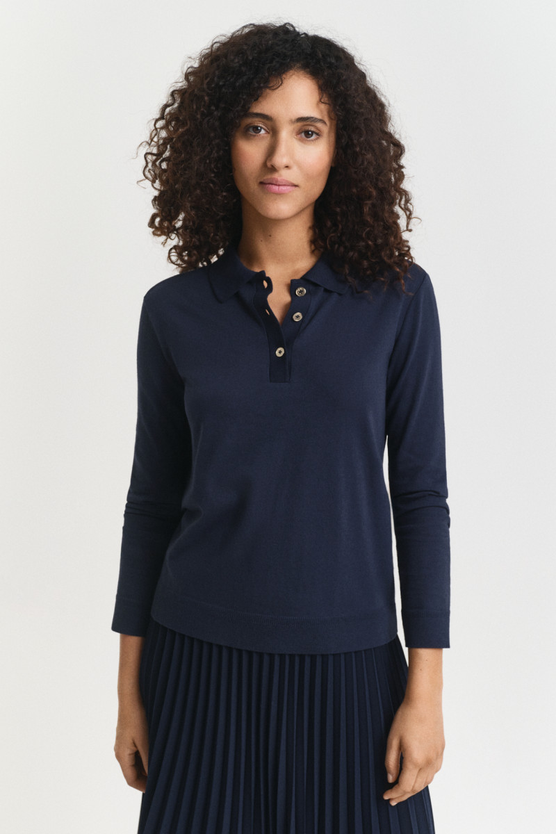 POLOKOŠILE GANT REG SEAMLESS BUTTON LS POLO EVENING BLUE