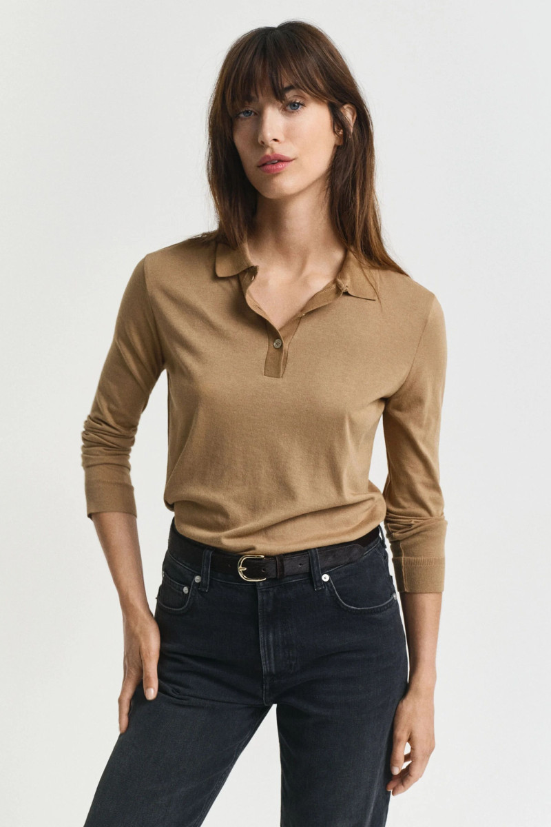 E-shop POLOKOŠILE GANT REG SEAMLESS BUTTON LS POLO WARM KHAKI