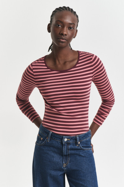 PÓLÓ GANT SLIM STRIPED RIBBED LS T-SHIRT - Kép 1
