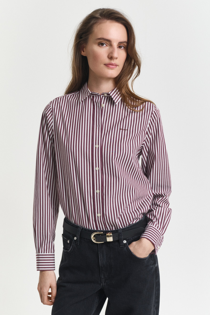 KOŠILE GANT REG CLASSIC POPLIN STRIPED SHIRT PLUM WINE