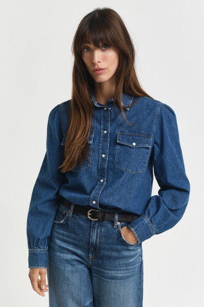 KOŠILE GANT REG PUFF SLEEVE DENIM SHIRT - Fotografie č. 1