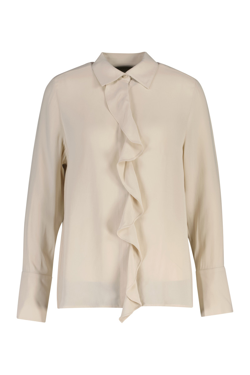 HALENKA GANT REG CREPE VISCOSE RUFFLE BLOUSE PUTTY