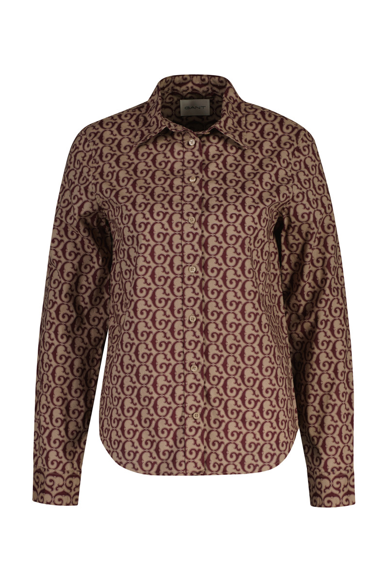 KOŠILE GANT REG G PRINT COT VOILE SHIRT PLUM WINE