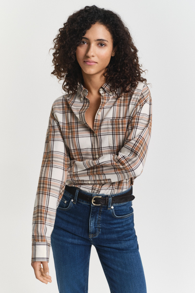 E-shop KOŠILE GANT REL CHECKED FLANNEL BD SHIRT CREAM