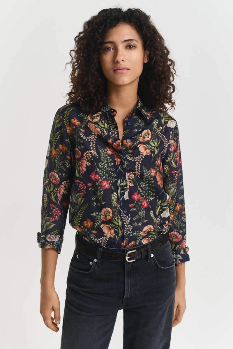 KOŠILE GANT REG FLORAL PRINT COT SILK SHIRT EVENING BLUE