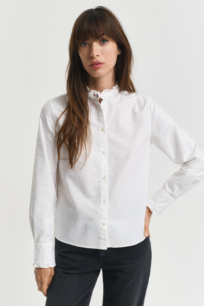 E-shop HALENKA GANT REG CLASSIC OXFORD FRILL BLOUSE WHITE