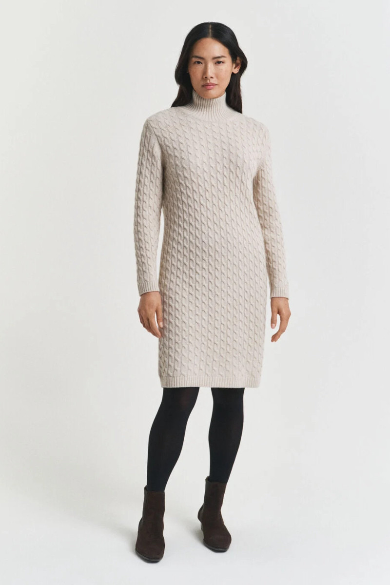 ŠATY GANT CABLE KNIT DRESS SEED MELANGE