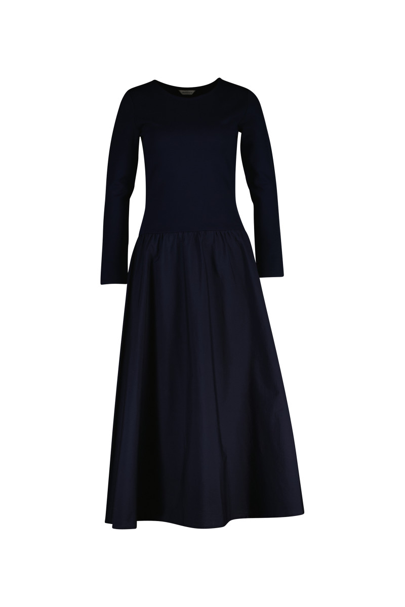 E-shop ŠATY GANT MIDI JERSEY WOVEN COMBO LS DRESS EVENING BLUE