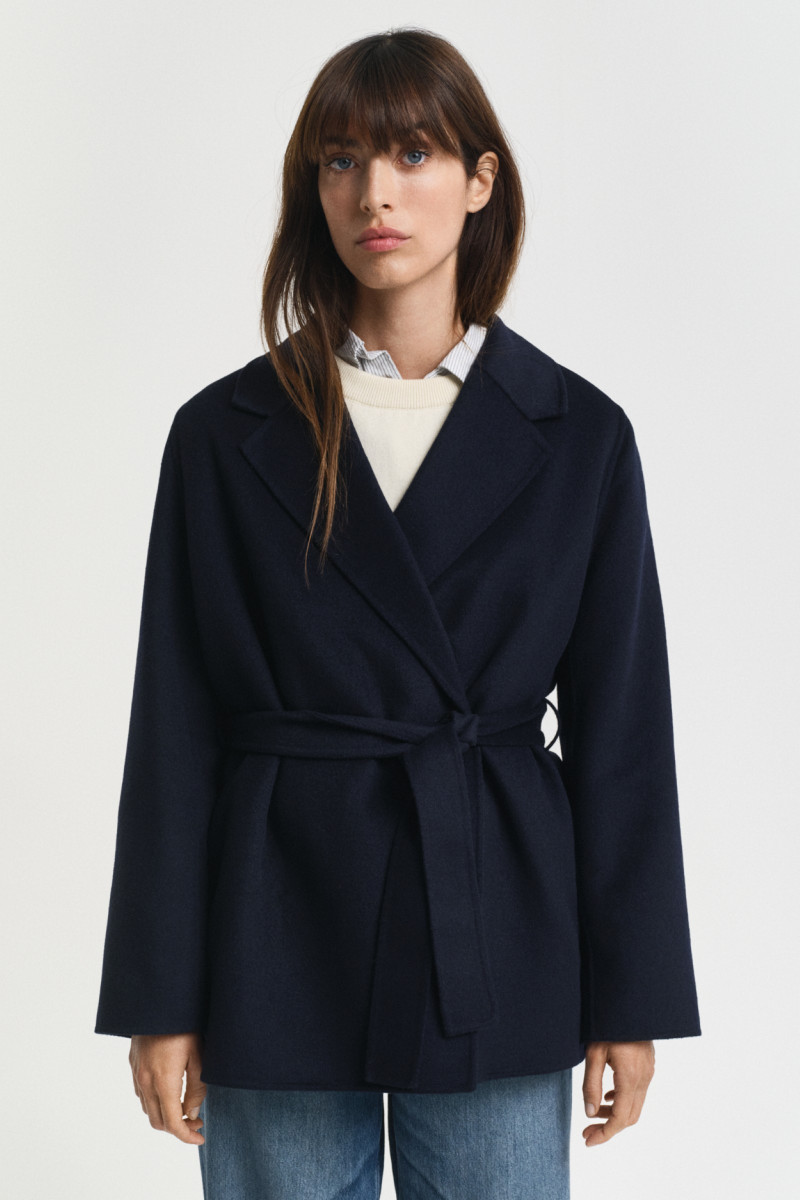 KABÁT GANT HANDSTITCHED BELTED JACKET EVENING BLUE