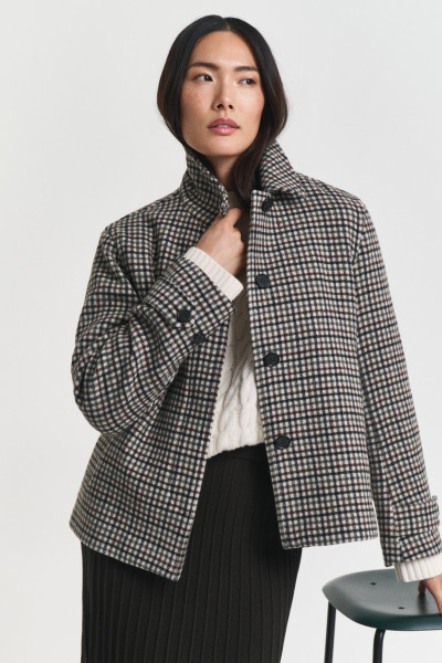 KABÁT GANT CHECKED SHORT WOOL BLEND CAR COAT - Fotografie č. 1