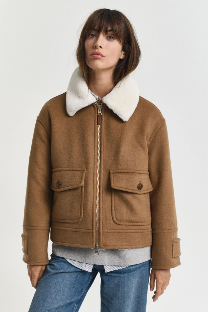 BUNDA GANT WOOL BLEND FLIGHT JACKET ROASTED WALNUT