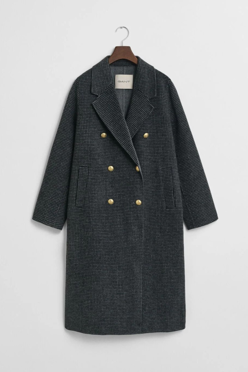 E-shop KABÁT GANT CHECKED HANDSTITCHED COAT CHARCOAL MELANGE