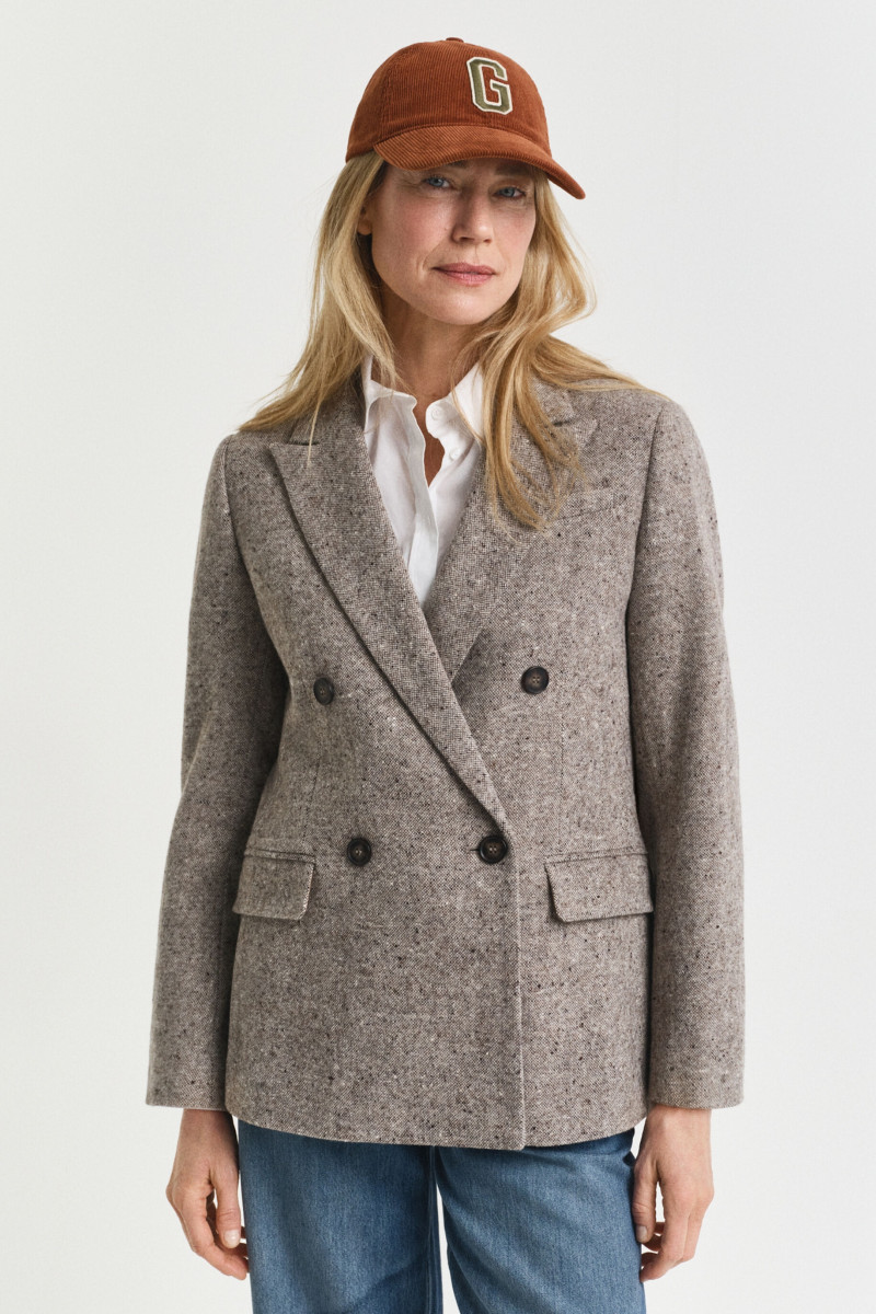 SAKO GANT REG DB WOOL TEXTURE BLAZER DEEP BROWN