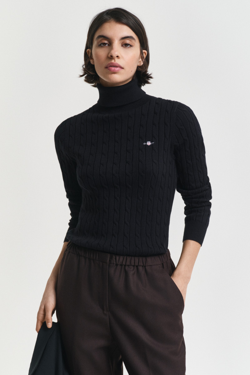 E-shop ROLÁK GANT STRETCH COTTON CABLE TURTLENECK BLACK