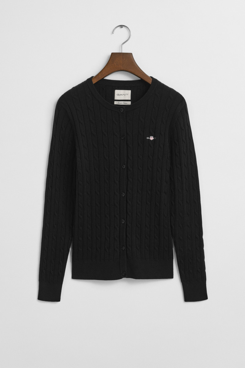SVETER GANT STRETCH COTTON CABLE CARDIGAN BLACK