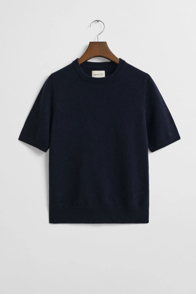 SVETR GANT SUPERFINE LAMBSWOOL SS C-NECK EVENING BLUE