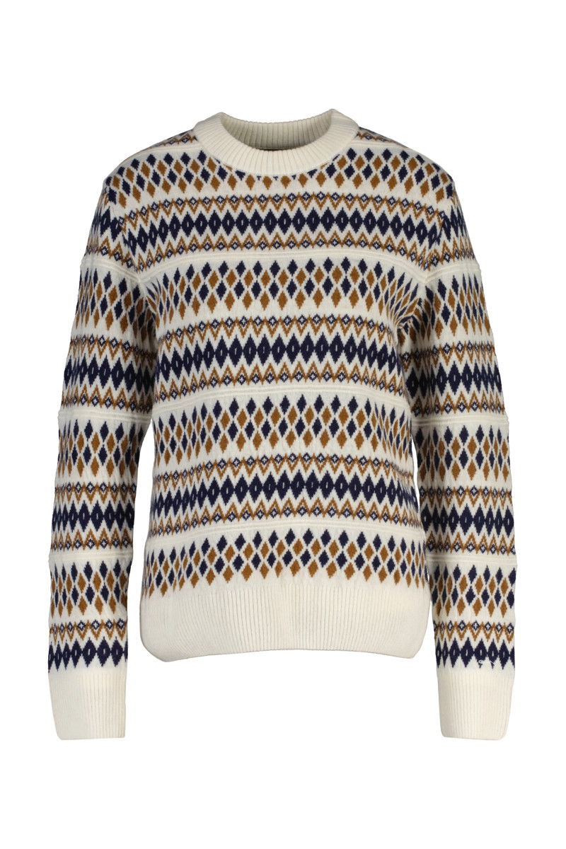 SVETR GANT FAIRISLE C-NECK CREAM