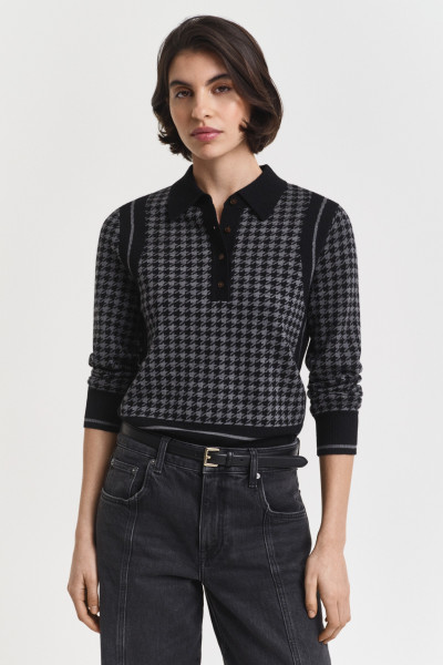 PULÓVER GANT HOUNDSTOOTH JACQUARD POLO - Kép 1