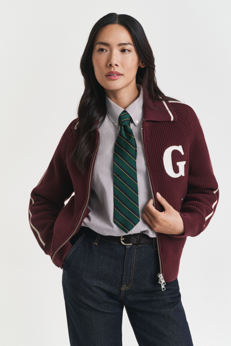 KARDIGÁN GANT VARSITY ZIP CARDIGAN PLUM WINE