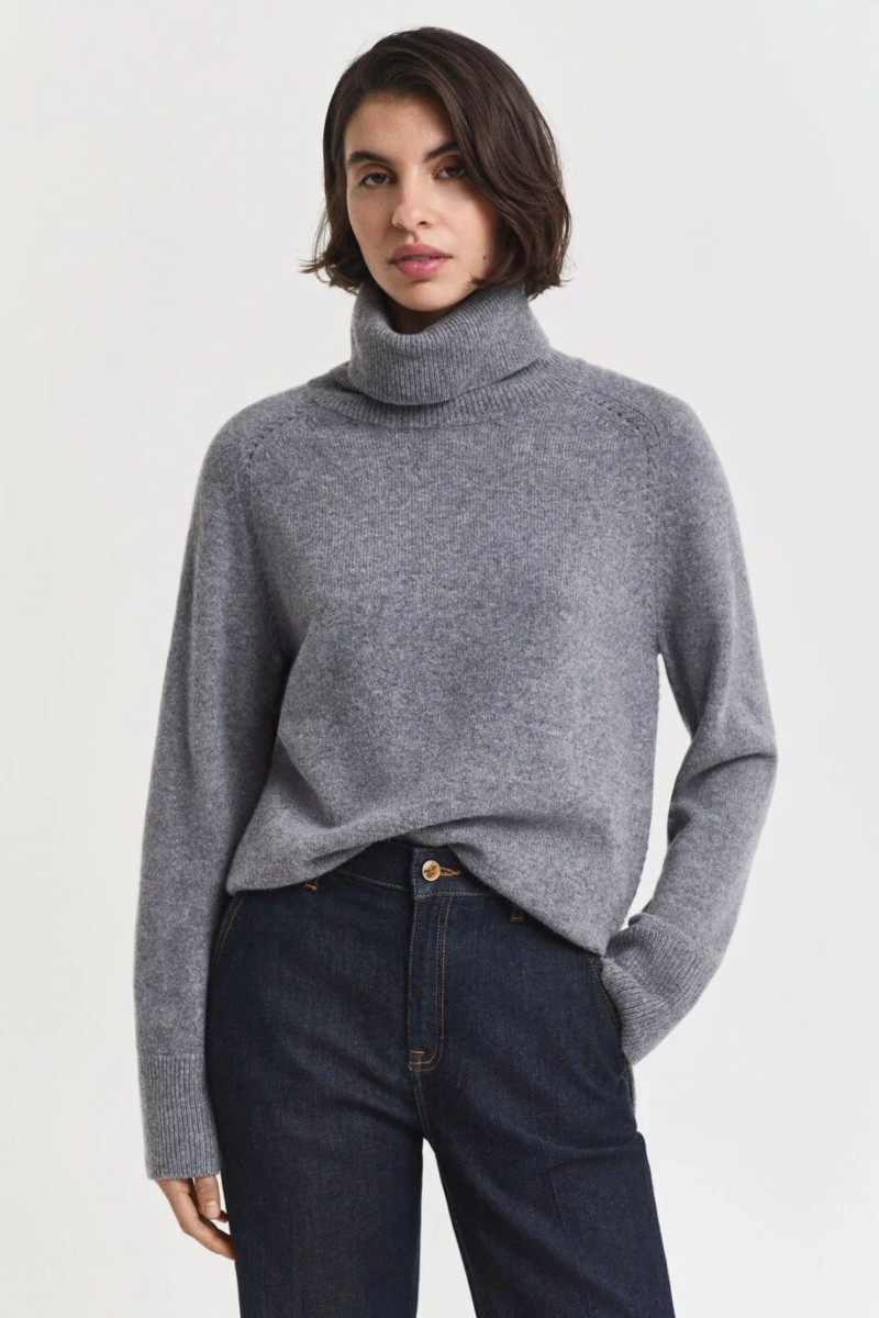 E-shop ROLÁK GANT DETAIL KNIT TURTLENECK CHARCOAL MELANGE