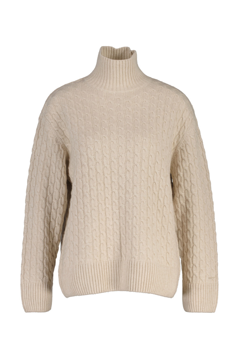 E-shop SVETR GANT CABLE KNIT MOCK NECK SEED MELANGE