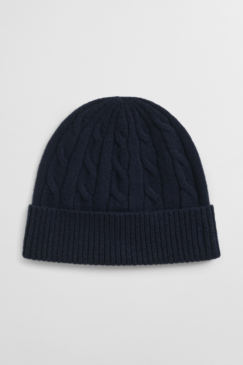 E-shop ČEPICE GANT WOOL CABLE BEANIE EVENING BLUE