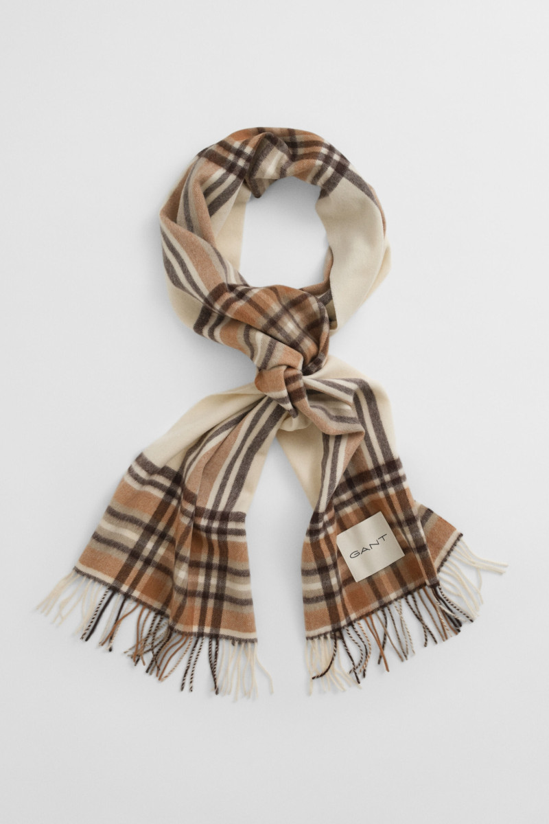 E-shop ŠÁLA GANT TARTAN CHECK WOOL SCARF CREAM