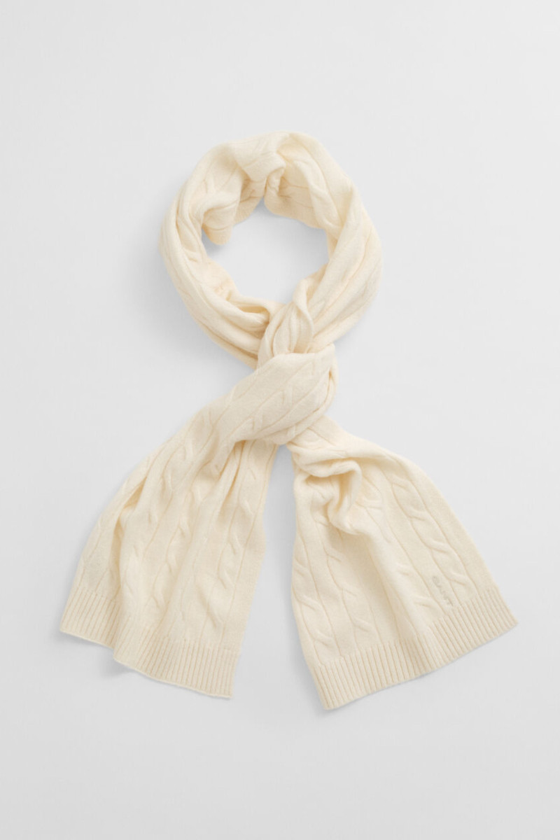 ŠÁLA GANT WOOL CABLE SCARF CREAM