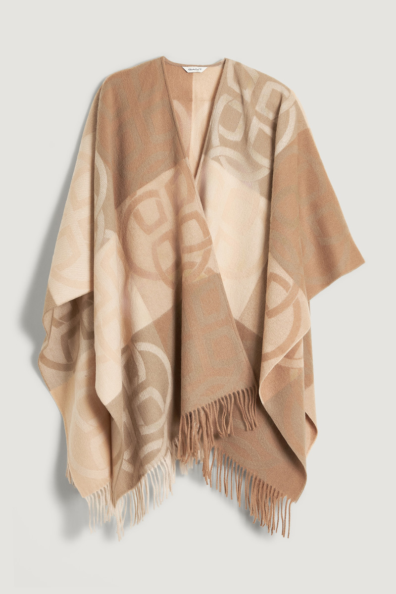 PONČO GANT WOOL MONOGRAM PONCHO WARM KHAKI